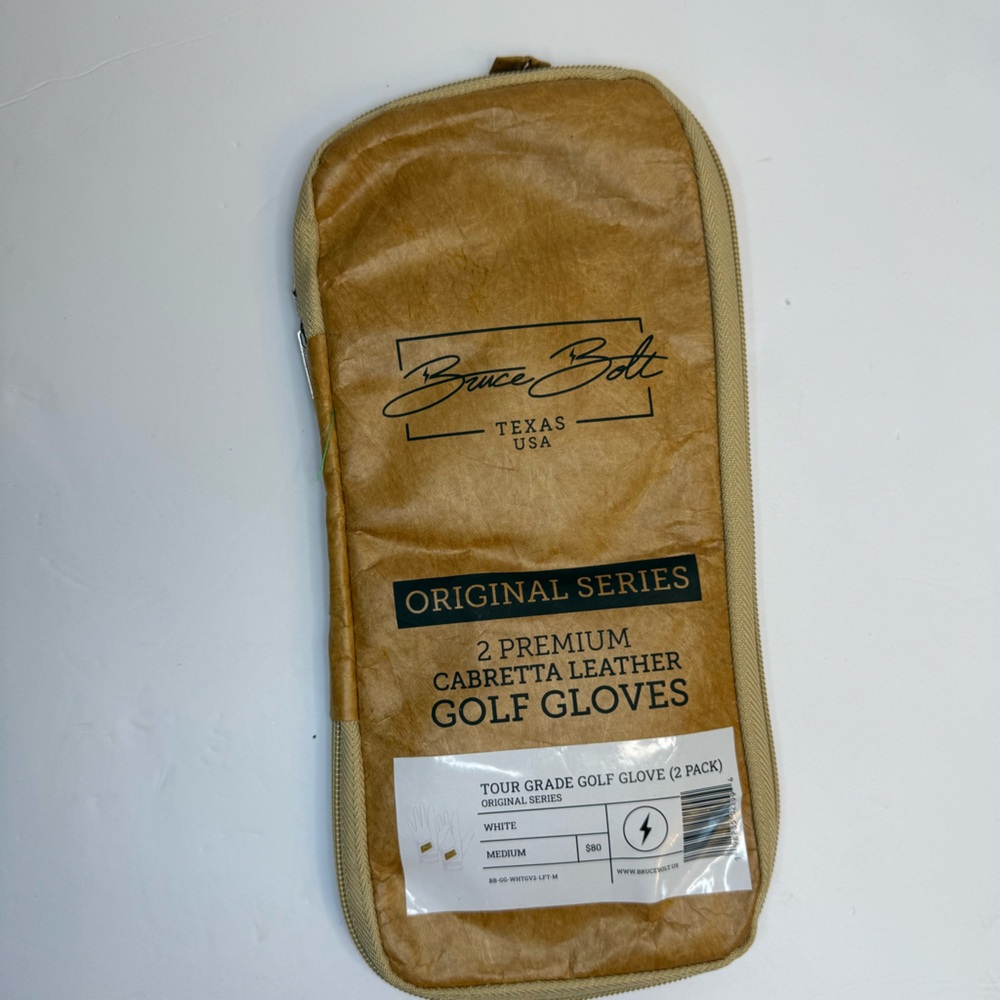 Bruce Bolt Original Series Golf Gloves 2 Pack White Sz M Left Hand Cabretta NWT